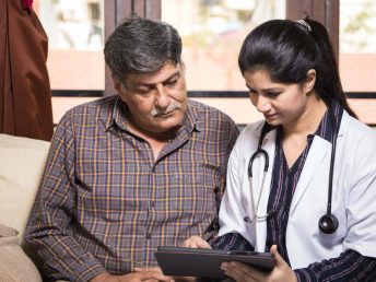 Female,Doctor's,Visit,At,Home,Checking,Senior,Man